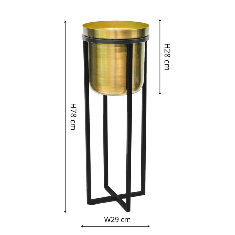 Modern Tall Metal Indoor Planter on Stand
