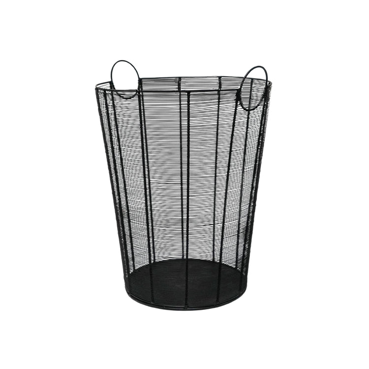 Black Metal Wire Log Basket for Firewood Storage