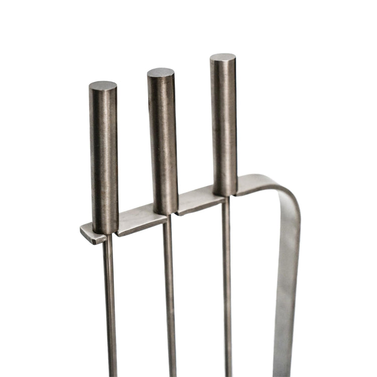 Contemporary Metal Fireplace Tool Set with 3 Pieces and Stand