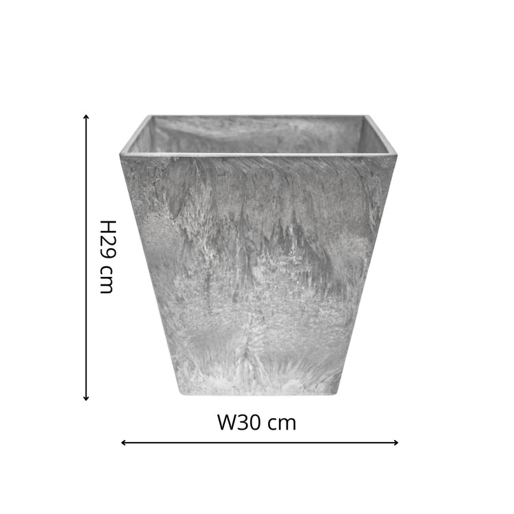 Outdoor Grey Square Tapered Planter Pot