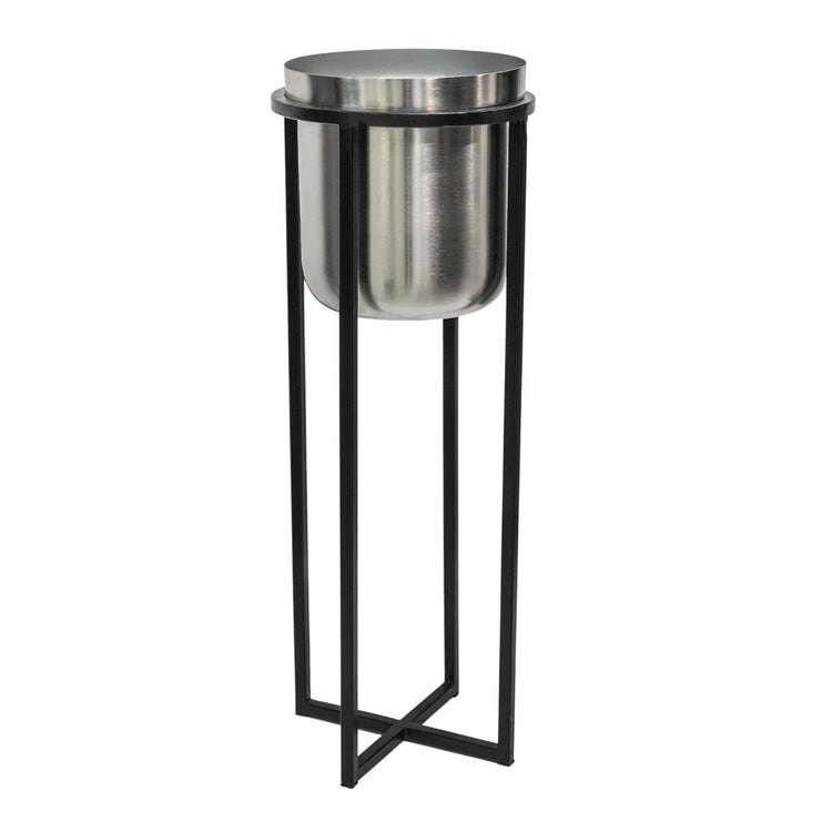 Modern Tall Metal Indoor Planter on Stand