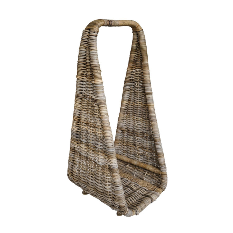 Tall Handwoven Rattan Firewood Storage Basket