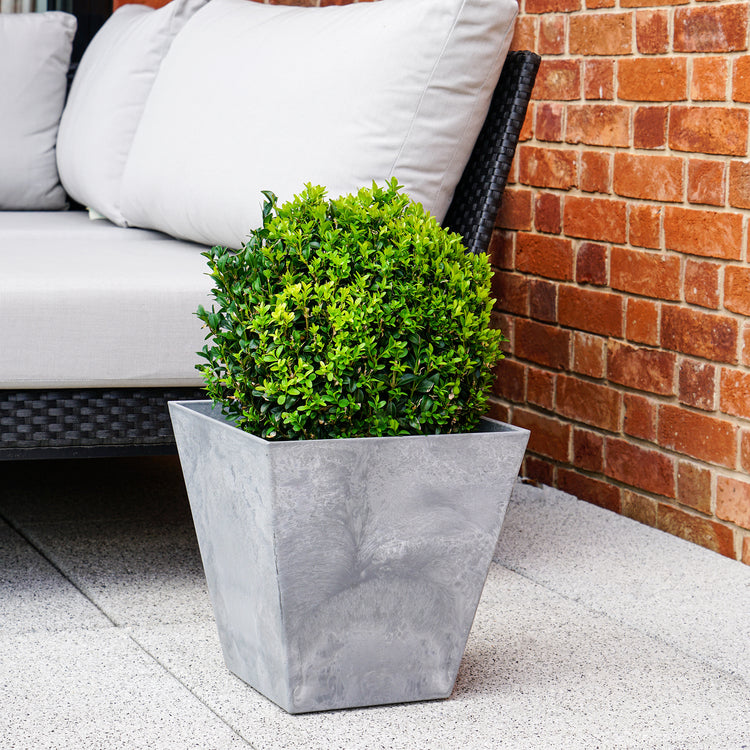 Outdoor Grey Square Tapered Planter Pot