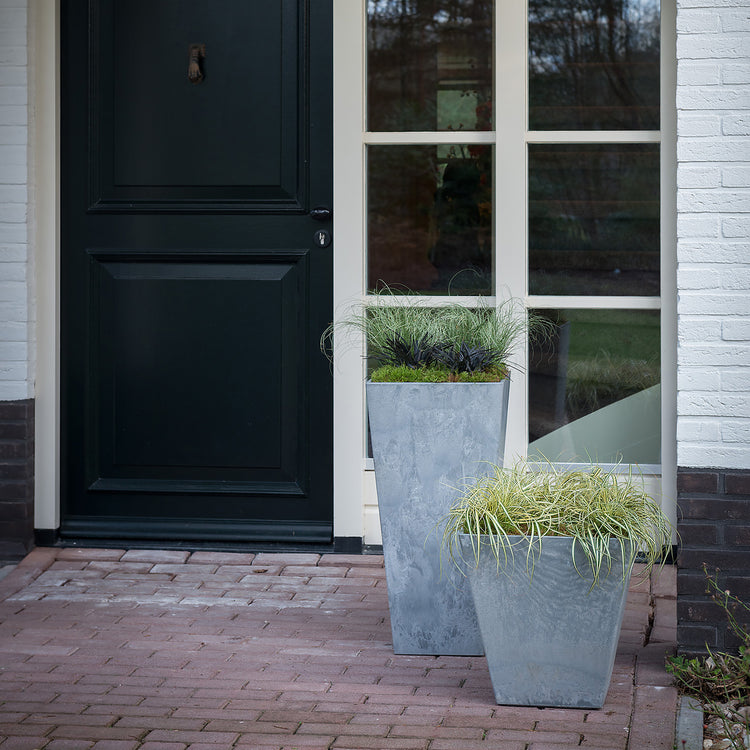 Outdoor Grey Square Tapered Planter Pot