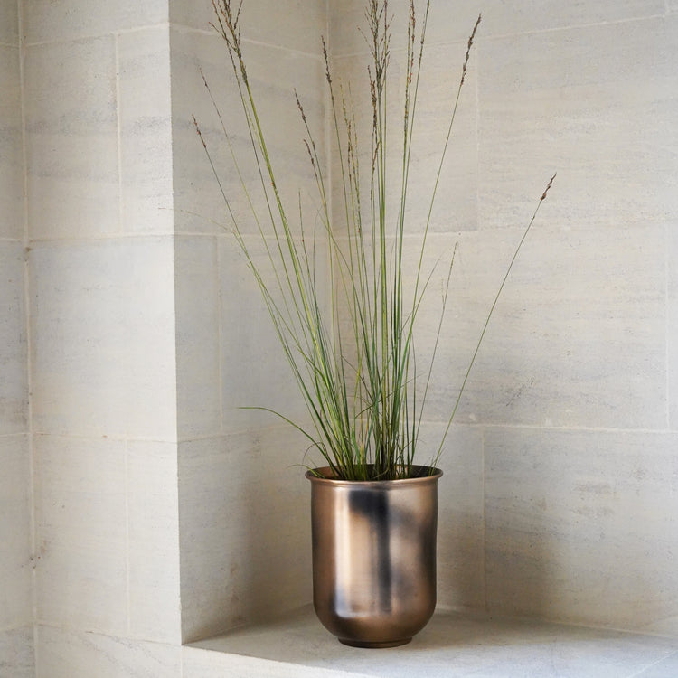 Outdoor Copper Finish Metal Planter Pot