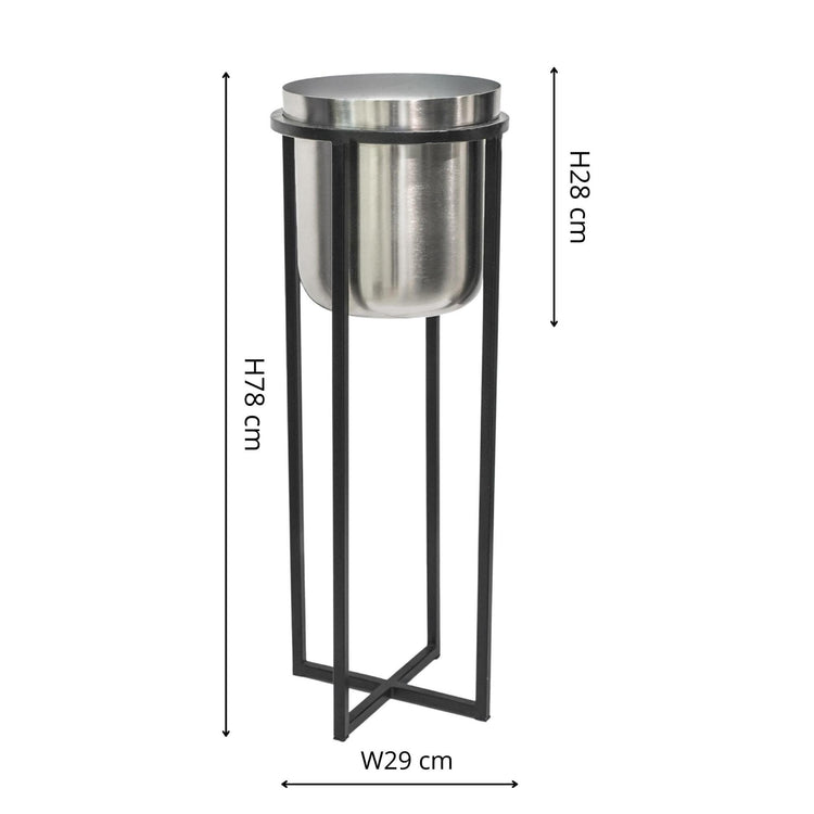 Modern Tall Metal Indoor Planter on Stand