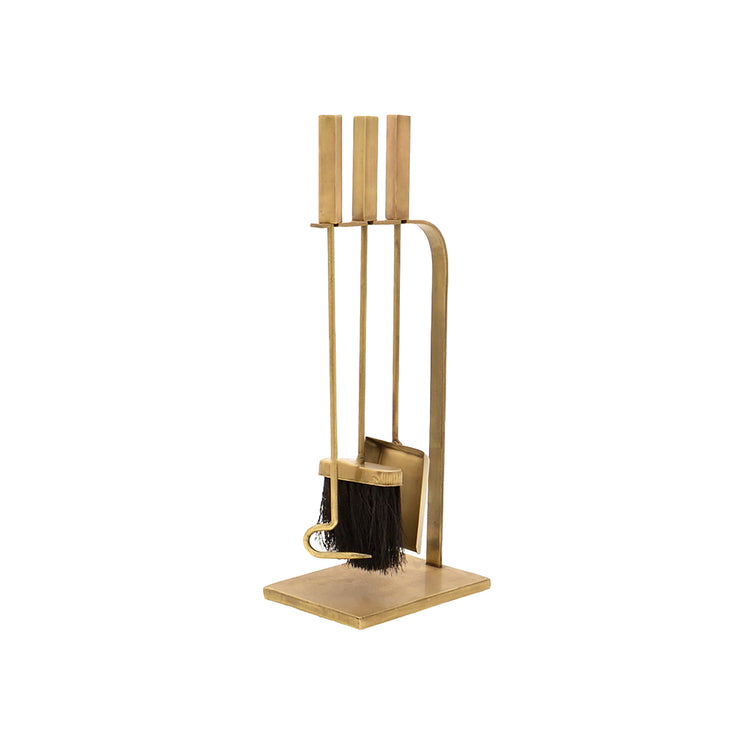 Contemporary Metal Fireplace Tool Set with 3 Pieces and Stand