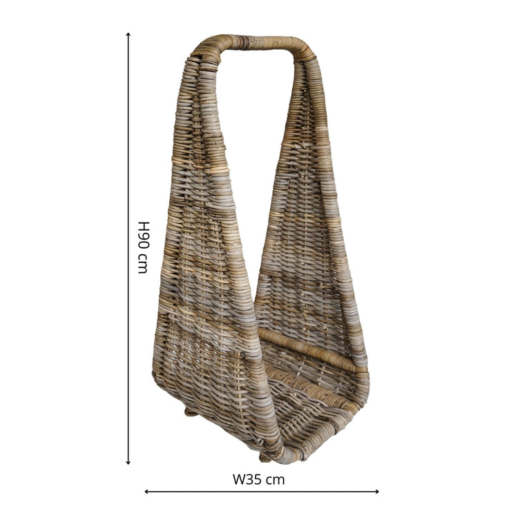 Tall Handwoven Rattan Firewood Storage Basket