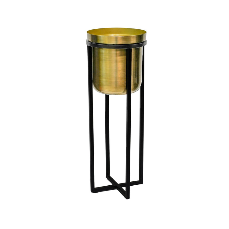 Modern Tall Metal Indoor Planter on Stand