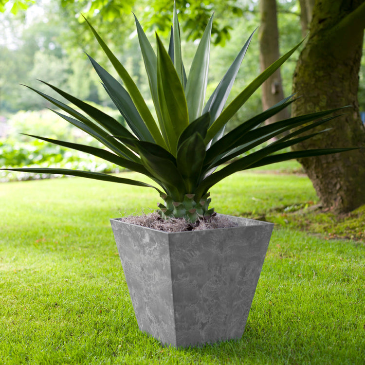 Outdoor Grey Square Tapered Planter Pot
