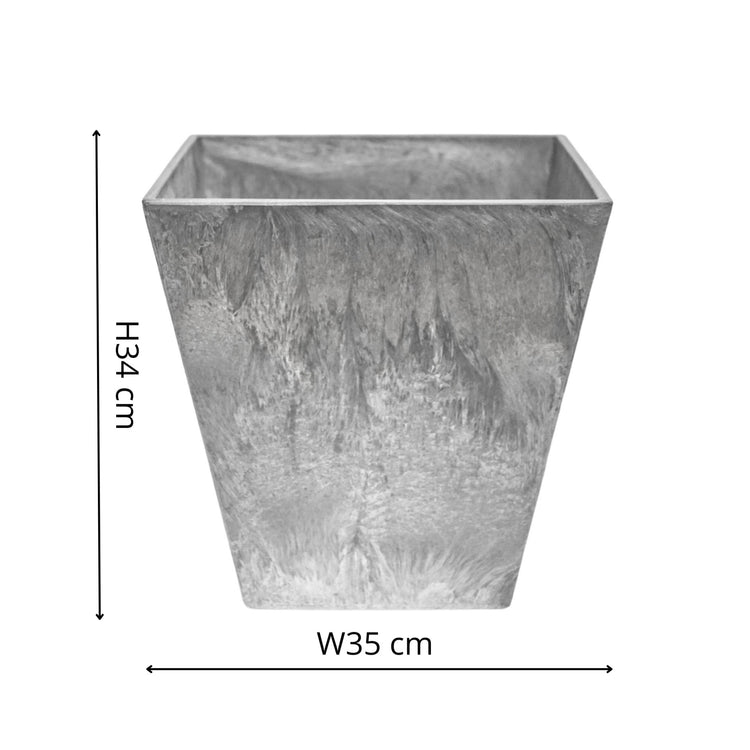 Outdoor Grey Square Tapered Planter Pot